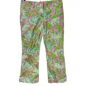 Lily‎ Pulitzer Pants Womens 2 Pink Floral Lions Cropped Straight Leg